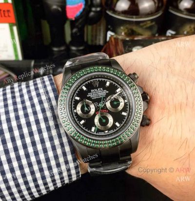 Replica Rolex Cosmograph Daytona Limited Edition Watch Black Case Green Gem